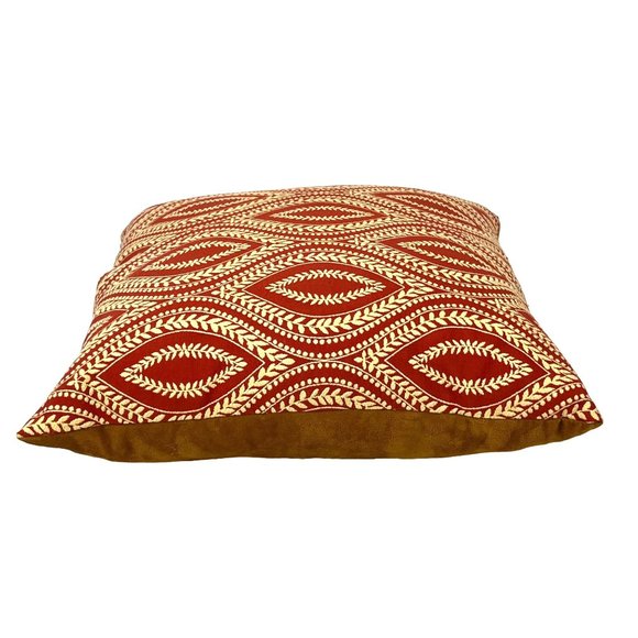 D.V. Kap Home Square Accent Pillow Cinnamon Red Embroidered 18" - Picture 4 of 7